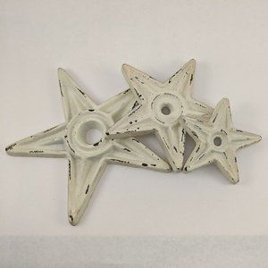 Set of 3 Cast Iron Star Anchors Painted White